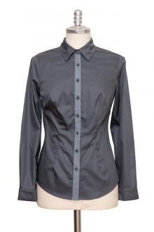 grey classic blouse made of fine cotton satin - Sveekery Berlin